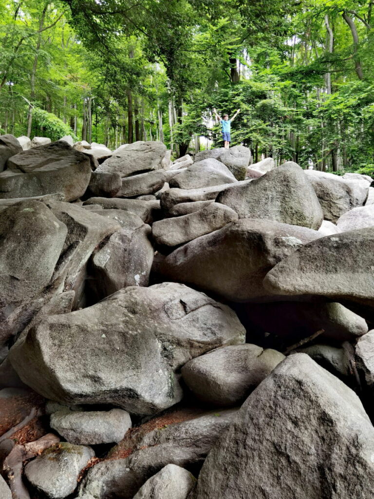 Felsenmeer Lautertal - beachte die Größe der Felsen im Vergleich zum kleinen Menschen